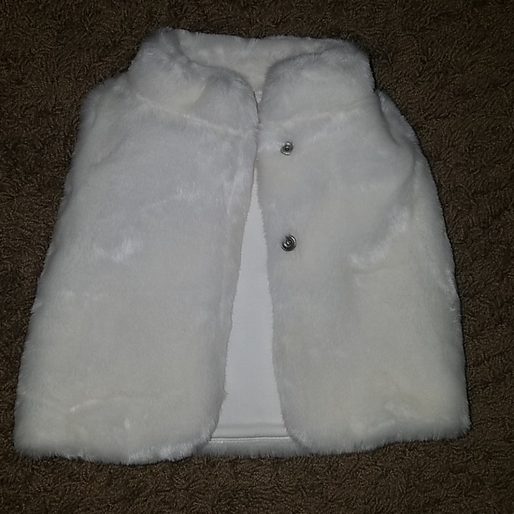 Carters White Faux Fur Vest - 3 months